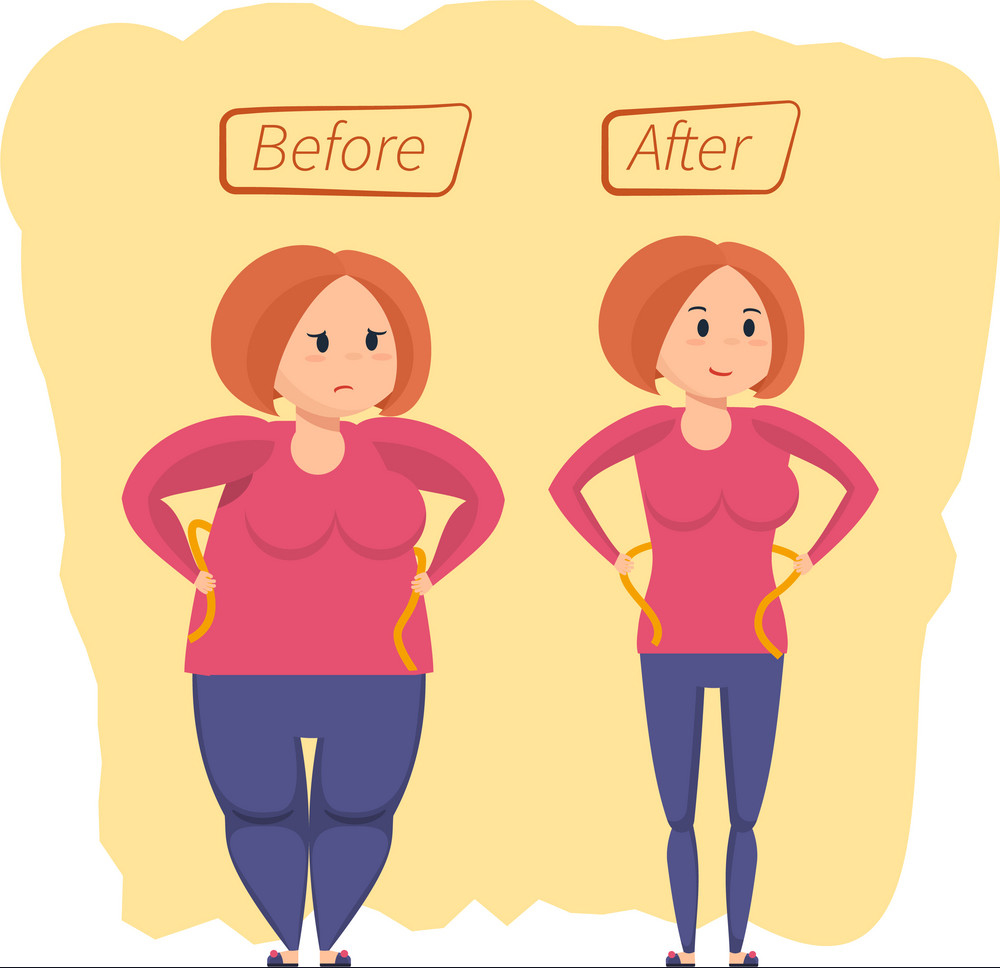 fitness-classes-girl-before-and-after-weight-loss-vector-18265553