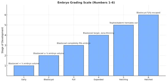The number in embryo grading refers to the stage of blastocyst development.