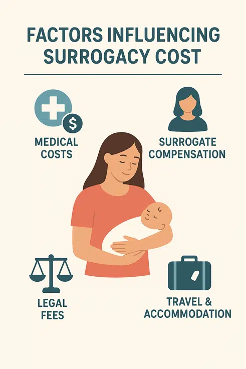 The cost of surrogacy depends on various factors.