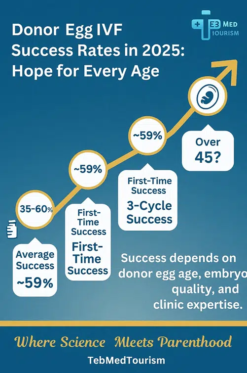 The success rate of egg donation is positive at most ages.