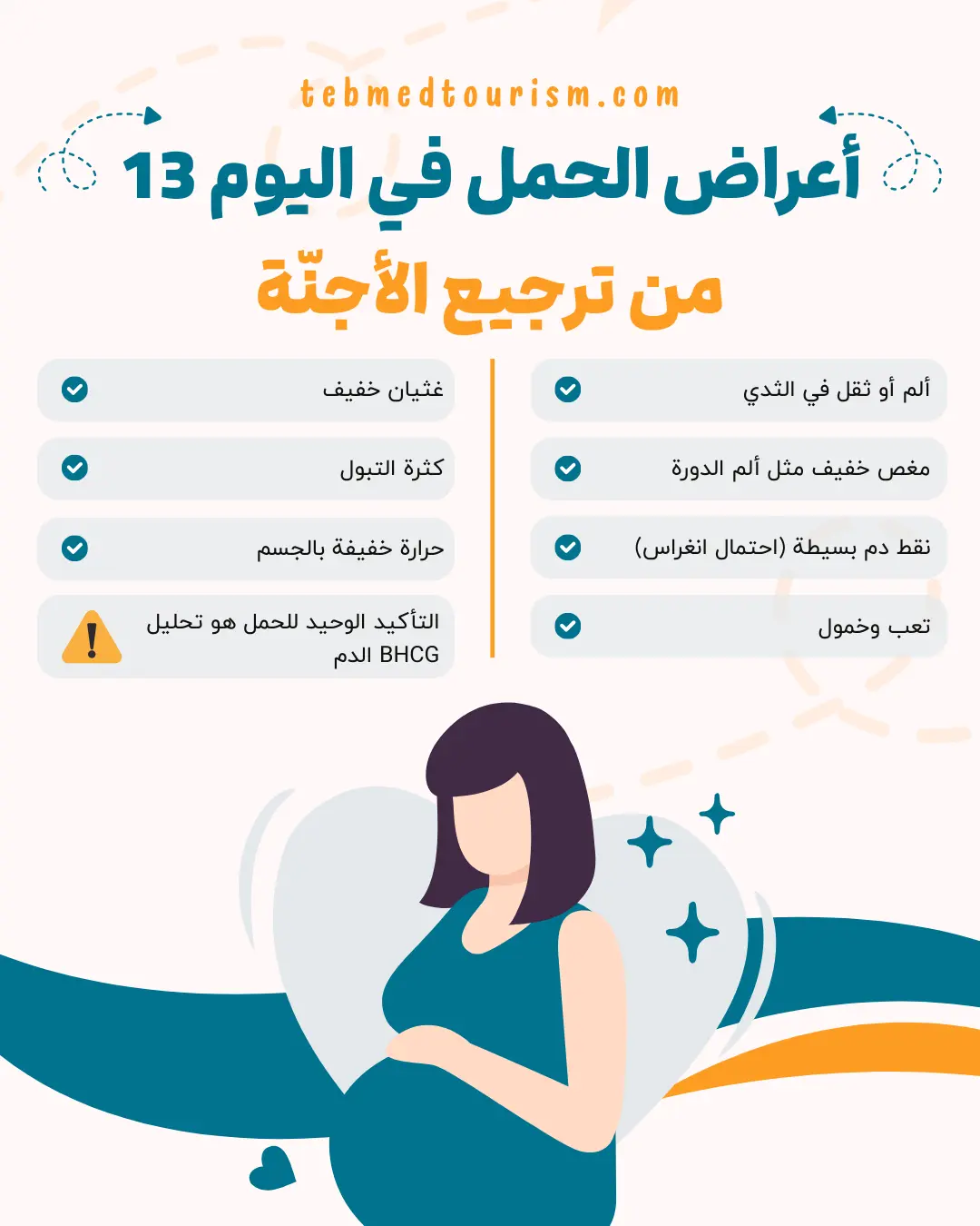 أعراض الحمل في اليوم 13 من ترجيع الأجنّة