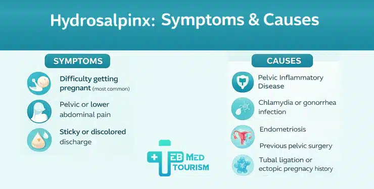 What are the signs and symptoms of a hydrosalpinx?
