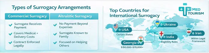 What are the types of surrogacy arrangements?