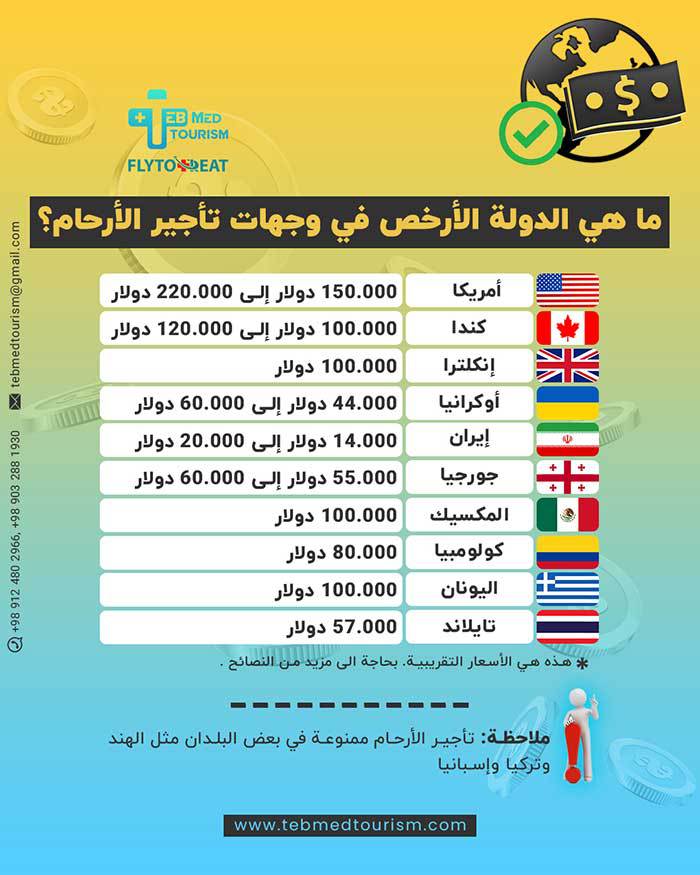 أرخص وجهات تأجير الأرحام