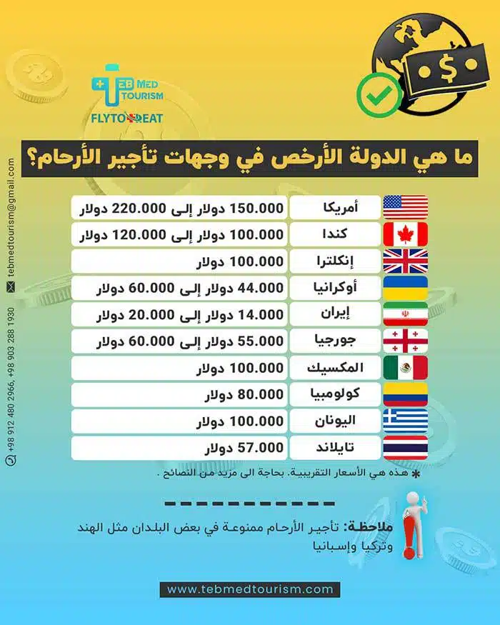 أرخص وجهات تأجير الأرحام